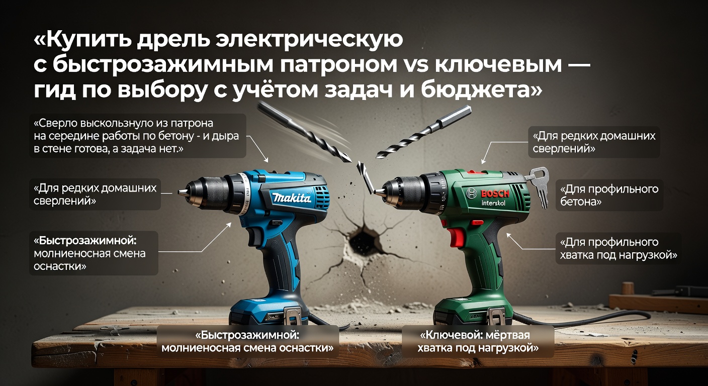Купить дрель электрическую с быстрозажимным патроном vs ключевым — гид по выбору с учётом задач и бюджета